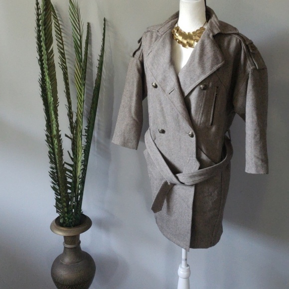 7 For All Mankind belted tweed trench coat - Picture 1 of 3